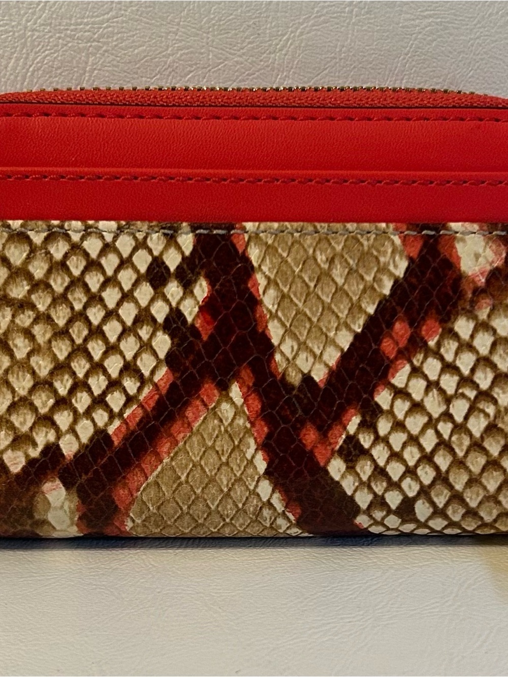 New with tags. Michael Kors Python embossed Zip Card Case Wallet - Picture 2 of 5
